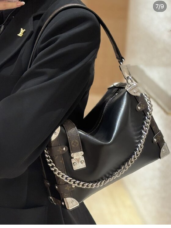 LV新款复古优雅油蜡皮Side Trunk软盒子15195