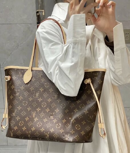 LV M41177 啡花红里 Neverfull女包