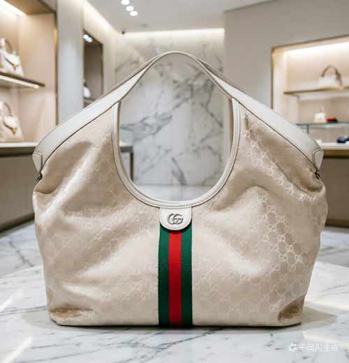 Gucci白老花腋下包853971