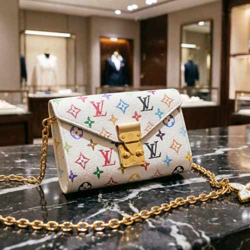 LV村上隆白三彩链条包M4625