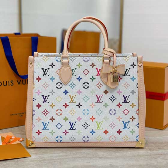 LV ONTHEGO中号手袋M13079白彩