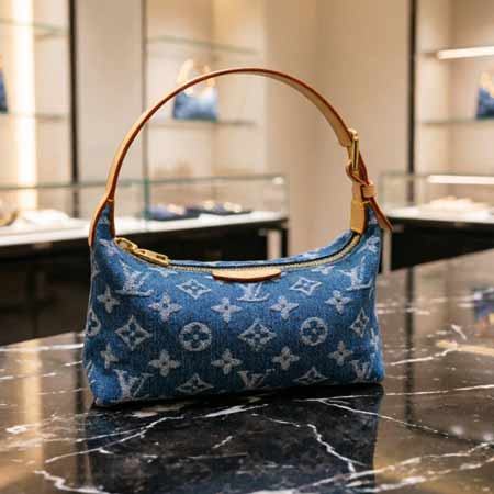 LV丹宁牛仔蓝布老花女包 82949