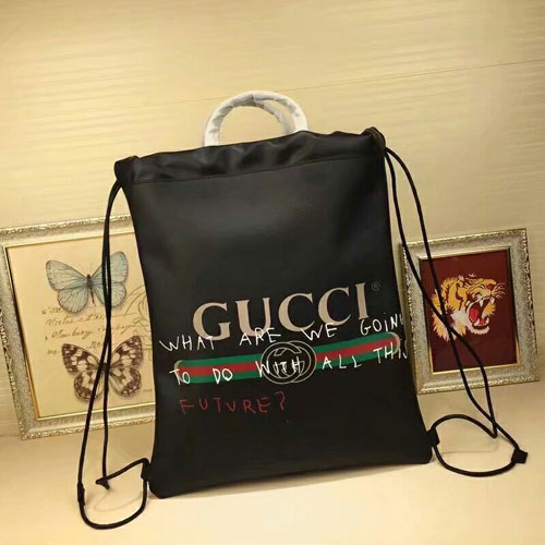 Gucci品牌术家联名个性格言系列全皮背包494053