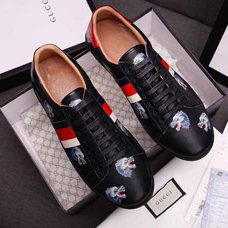 Gucci古奇 Ace Sneakers狼头3D打印小白鞋 小黑鞋