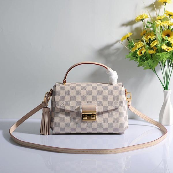 LV Damier Ebene棋盘格纹帆布Croisette手袋N53000 N41581