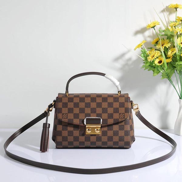 LV Damier Ebene棋盘格纹帆布Croisette手袋N53000 N41581