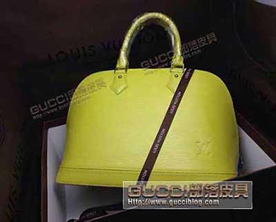 路易威登<a href=/lv-pinpai/ target=_blank class=infotextkey>lv包包</a> 时尚贝壳包 迷你漆皮压花手提包 91606苹果绿色