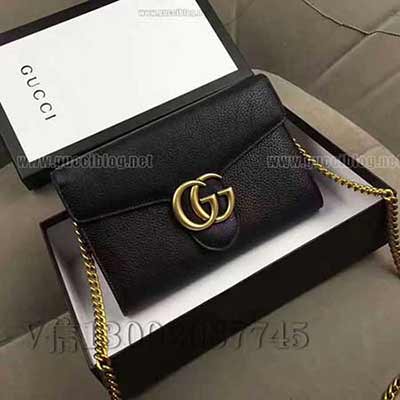 gucci原单 GG Marmont 链条包 咖啡色细节 真品五金皮料