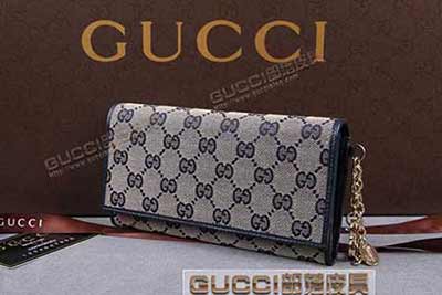 gucci 154185 蓝布蓝皮 古奇帆布配皮钱包