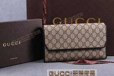正品代购Gucci古奇钱包男女款长款搭扣手包手机包手拿包 163252啡