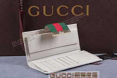 gucci 181668 1 浅杏布米白皮 古奇帆布配皮钱包