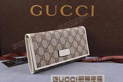 gucci 190334 啡PVC米白皮 古驰pvc钱包