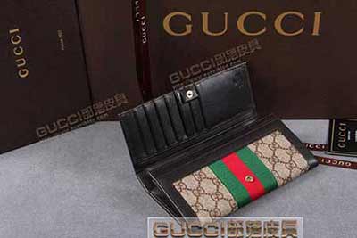 gucci 225834 啡PVC啡皮 古驰pvc钱包