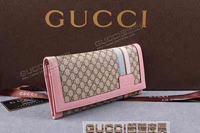 gucci 225835 小G啡PVC粉红皮 古奇pvc钱包