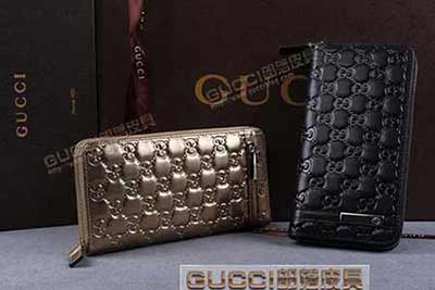 233160 gucci全皮压花钱包 古铜色