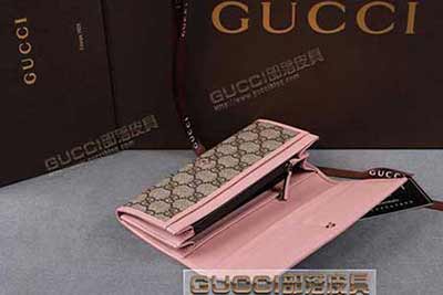 gucci 256336 啡PVC粉红皮 古奇pvc钱包