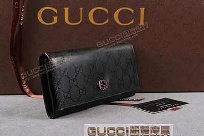 gucci 256336 黑光胶黑皮 古驰pvc钱包