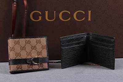 gucci 295613 男士短款钱包 帆布对折休闲男钱包