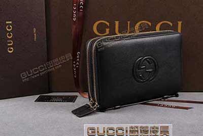 欧美奢品 意大利GUCCI 男款牛皮手拿包双拉链钱包 306118皮