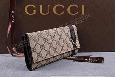 专卖店真品gucci钱包男士钱夹深啡色PVC三折长款商务休闲款