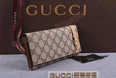 gucci 309756 啡PVC杏色皮 古奇pvc钱包