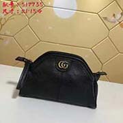 gucci古奇GUCCI新款专柜新款手拿包 高等意大利进口甩纹牛皮 古铜色双G金属配件 做工精细 内里带有卡位 小包大容量 超好看的手拿包 型号: 517735尺寸:宽21*高15*侧宽4颜色:黑色