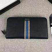 PRADA男士单拉链钱包 专柜新款式 官网同步 2ML317 深蓝灰蓝彩带鳄鱼皮 意大利高等原单十字纹牛皮质感极好 彩带鳄鱼皮更显高等