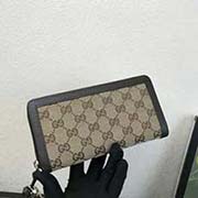 224254 GG新款单拉链杏布料 意大利高等进口牛皮 精致做工 19x10.5x2.5cm 杏布深啡