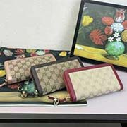 224254 GG新款单拉链杏布料 意大利高等进口牛皮 精致做工 19x10.5x2.5cm 杏布枣红色