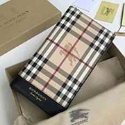 Burberry 柏宝利 原单出品 长款二折包 马仔格子料搭配进口粒面小牛皮 40651851黑色 21cmx12cmx3cm