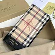 Burberry 柏宝利 原单出品 长款二折包 马仔格子料搭配进口粒面小牛皮 40652351黑色 19cmx10cmx2.5cm