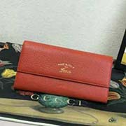 354496 GG二折款走马线新款杏布 高等牛皮 19x10.5x2.5cm 全皮大红色