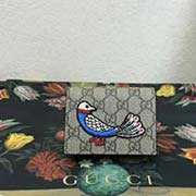 456866 古奇新款绣花孔雀卡包 高等意大利牛皮 私订五金精湛做工 专柜同步 杏PVC棕色 11x7.5x3cm