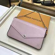 M62467水波纹 皮革搭配热力四射的亮粉镶边 使 时尚而实用的Pochette Felicie钱夹散发级致柔美的女性气息 内含一对可脱卸口袋 是携带整理个人日常用品的时尚之选 size 21X21X
