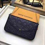 M64064 黑色 此由Monogram Empreinte帆布面料裁制而成的Pochette Felicie内含两个可脱卸口袋 是携带整理您的日常用品的时尚之选 它不仅仅是款钱夹 除去银色链条后 还