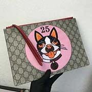 506280 粉狗 古奇新款狗头刺绣纤薄手拿包 装