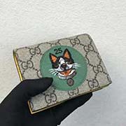 499380 GG新款狗头刺绣卡包 高等意大利进口牛皮 logo压唛油边 专柜同步 11x8x2.5cm 绿色狗头黄皮
