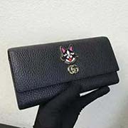  499326 GG新款狗头金属二折款 高等意大利进口牛皮 logo压唛油边 专柜同步 19x10x3cm 全皮黑色