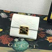 453155 古奇新款皮夹padlock系列新款造型短夹 高等进口牛皮 专柜同步 11x9.5x3cm全开24.5cm 压G米白色