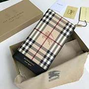 Burberry 柏宝利 原单出品 长款二折包 马仔格子料搭配进口粒面小牛皮 40651851黑色 21cmx12cmx3cm