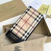 Burberry 柏宝利 原单出品 长款二折包 马仔格子料搭配进口粒面小牛皮 40652351黑色 19cmx10cmx2.5cm