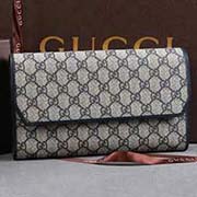 真品现货Gucci古奇钱包 男女长款搭扣珍珠经典LOGO手