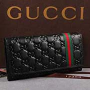 212186 古奇长款全皮压花钱包 黑色