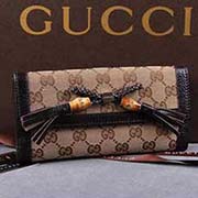 三折帆布配皮休闲钱包 269981杏布