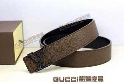 lv真品豪华商务男士皮带平滑扣真皮腰带进口牛皮裤带L416