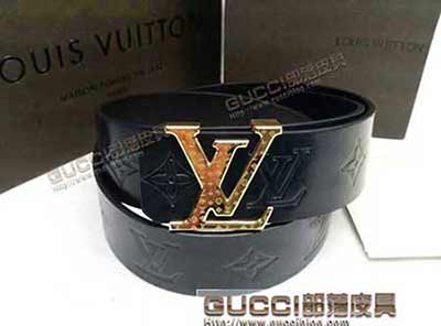 LV字母扣头皮带 男士真皮纯牛皮皮带 真品男韩版潮腰带L43049