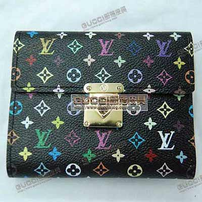 极品LV33黑彩彩色中夹女士钱包M58015