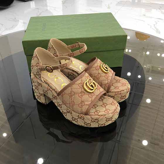秋夏新款gucci经典女鞋，厚底高