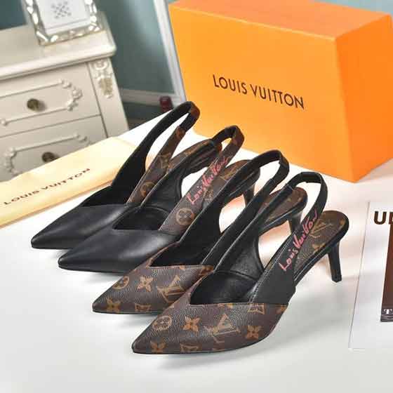 LV女士名品包头凉鞋 经典老花高