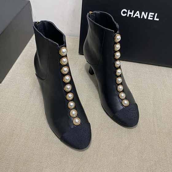 Chanel香耐尔女鞋大牌顶级珍珠中靴短靴